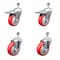 Service Caster 4 Inch SS Red Polyurethane 1/2 Inch Threaded Stem Caster Total Lock Brake, 2PK SSTSTTL20S414-PPUB-RED-121315-2-S-2 - alternate 1